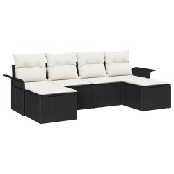 Ensemble de canapé de jardin avec coussin 6 pcs Noir polyrotin 518853518853