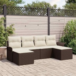 Ensemble de canapé de jardin 6 pcs Marron Poly rotin 518854518854