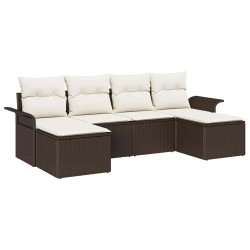 Ensemble de canapé de jardin 6 pcs Marron Poly rotin 518854518854