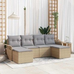 Ensemble de canapé de jardin avec coussin 6 pcs Beige polyrotin 518855518855