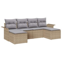 Ensemble de canapé de jardin avec coussin 6 pcs Beige polyrotin 518855518855