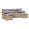 Ensemble de canapé de jardin avec coussin 6 pcs Beige polyrotin 518855518855