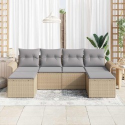Ensemble de canapé de jardin avec coussin 6 pcs Beige polyrotin 518855518855