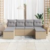 Ensemble de canapé de jardin avec coussin 6 pcs Beige polyrotin 518855518855