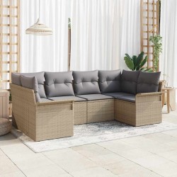 Ensemble de canapé de jardin avec coussin 6 pcs Beige polyrotin 518856518856