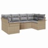 Ensemble de canapé de jardin avec coussin 6 pcs Beige polyrotin 518856518856