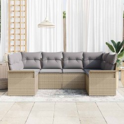 Ensemble de canapé de jardin avec coussin 6 pcs Beige polyrotin 518856518856