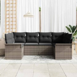 Ensemble de canapé de jardin avec coussin 6 pcs Gris polyrotin 518857518857