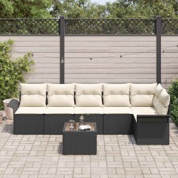 Ensemble de canapé de jardin avec coussin 7 pcs Noir polyrotin 518858518858