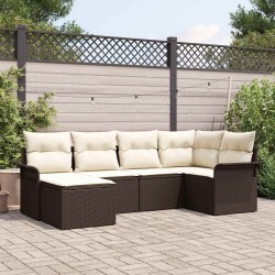 Ensemble de canapé de jardin 6 pcs Marron polyrotin 518859518859