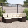 Ensemble de canapé de jardin 6 pcs Marron polyrotin 518859518859