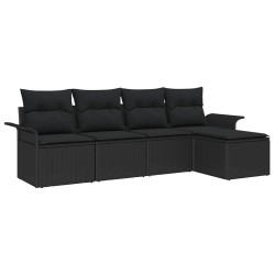 Canapé d’extérieur avec coussin 5 pcs Noir polyrotin 518860518860