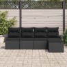 Canapé d’extérieur avec coussin 5 pcs Noir polyrotin 518860518860