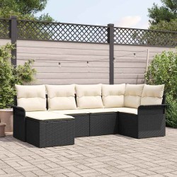 Ensemble de canapé de jardin avec coussin 6 pcs Noir polyrotin 518861518861