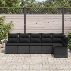 Ensemble de canapé de jardin avec coussin 6 pcs Noir polyrotin 518862518862