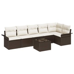 Ensemble de canapé de jardin 7 pcs Marron polyrotin 518863518863