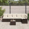 Ensemble de canapé de jardin 7 pcs Marron polyrotin 518863518863
