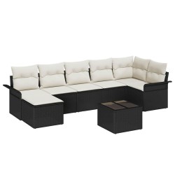 Ensemble de canapé de jardin avec coussin 8 pcs Noir Poly rotin 518864518864