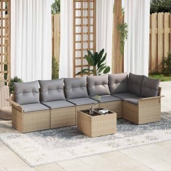 Ensemble de canapé de jardin avec coussin 7 pcs Beige polyrotin 518865518865