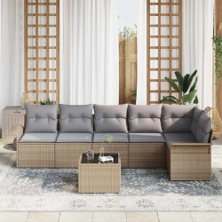 Ensemble de canapé de jardin avec coussin 7 pcs Beige polyrotin 518865518865