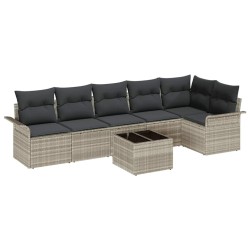 Ensemble de canapé de jardin 7 pcs Gris clair polyrotin 518866518866