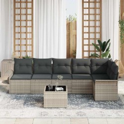 Ensemble de canapé de jardin 7 pcs Gris clair polyrotin 518866518866
