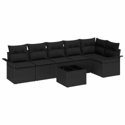 Ensemble de canapé de jardin avec coussin 7 pcs Noir polyrotin 518867518867