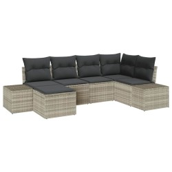 Ensemble de canapé de jardin 6 pcs Gris clair polyrotin 518870518870