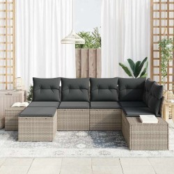 Ensemble de canapé de jardin 6 pcs Gris clair polyrotin 518870518870