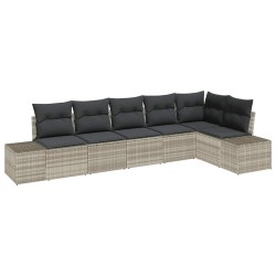 Ensemble de canapé de jardin 6 pcs Gris clair polyrotin 518871518871