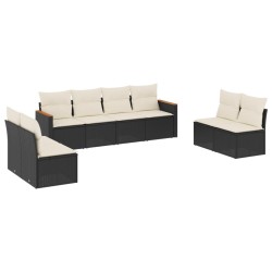 Salon de jardin 8 pcs avec coussins noir résine tressée 518878518878