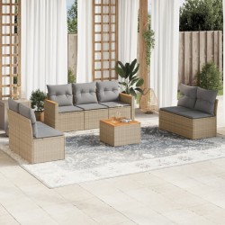 Salon de jardin avec coussins 8pcs mélange beige résine tressée 518879518879