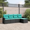 Salon de jardin 5 pcs avec coussins noir résine tressée 518886518886