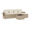 Salon de jardin avec coussins 6 pcs beige résine tressée 518887518887