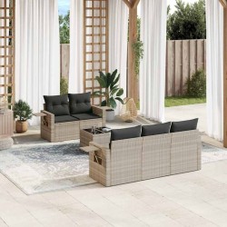 Salon de jardin 6 pcs avec coussins gris clair résine tressée 518889518889