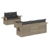 Salon de jardin 6 pcs avec coussins gris clair résine tressée 518889518889