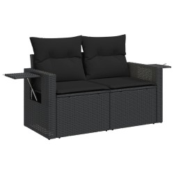 Salon de jardin 6 pcs avec coussins noir résine tressée 518890518890