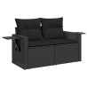 Salon de jardin 6 pcs avec coussins noir résine tressée 518890518890