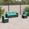 Salon de jardin 5 pcs avec coussins noir résine tressée 518896518896