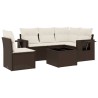 Salon de jardin avec coussins 6 pcs marron résine tressée 518897518897