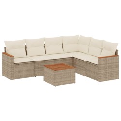 Salon de jardin avec coussins 7 pcs beige résine tressée 518899518899