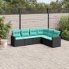 Salon de jardin 6 pcs avec coussins noir résine tressée 518900518900