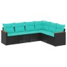 Salon de jardin 6 pcs avec coussins noir résine tressée 518900518900