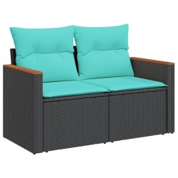 Salon de jardin 5 pcs avec coussins noir résine tressée 518902518902