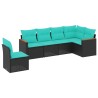 Salon de jardin 6 pcs avec coussins noir résine tressée 518903518903