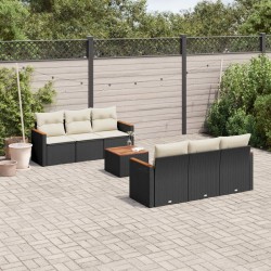 Salon de jardin 7 pcs avec coussins noir résine tressée 518910518910