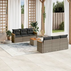 Salon de jardin avec coussins 7 pcs gris résine tressée 518912518912