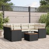 Salon de jardin 7 pcs avec coussins noir résine tressée 518913518913