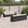Salon de jardin 9 pcs avec coussins noir résine tressée 518915518915