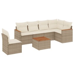 Salon de jardin avec coussins 7 pcs beige résine tressée 518921518921